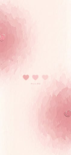 pink watercolor background with hearts in the middle and two smaller hearts at the bottom