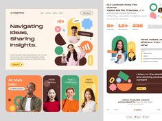 the landing page is designed to look like it has different colors and shapes