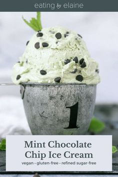 a scoop of mint chocolate chip ice cream