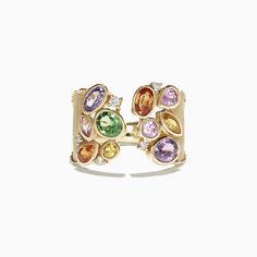 Effy Watercolors 14K Yellow Gold Multi Sapphire and Diamond Ring, 2.46 TCW Luxury Multi-stone Gold Sapphire Ring, Sea Stars, Sapphire And Diamond Earrings, Starfish Bracelet, Diamond Evil Eye, Tanzanite Diamond, Multi Sapphire, Sapphire And Diamond Ring, Jewels Rings