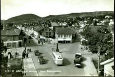 an old black and white photo of a town