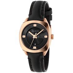 Gucci Women's YA142509 GG2570 Black Leather Watch Gucci Watches For Men, Watches Women Black, Orange Watches, Womens Designer Watches, Black Leather Watch, Gucci Watch, Leather Strap Watch, Casual Watches, Styles Inspiration