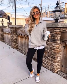 Shop French-Terry 1/4-Zip Pullover for … and other curated products on LTK, the easiest way to shop everything from your favorite creators. Look Legging, Stylish Lady, Legging Outfits, Cute Fall Outfits, Pinterest Fashion, 2019 Fashion, Active Wear Outfits, Wearing Clothes, Casual Fall Outfits