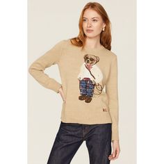 Brown graphic knit (100% Cotton). Sweater. Long sleeves. Crewneck. Pull on. 24.5" from shoulder to hemline. Imported. Bear Sweater, Polo Ralph Lauren Sweater, Ralph Lauren Sweaters, Rent The Runway, Cool Sweaters, Cotton Sweater, Colorful Sweaters, Polo Ralph, Polo Ralph Lauren