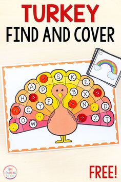 a turkey find and cover game with free printables for kids to play on