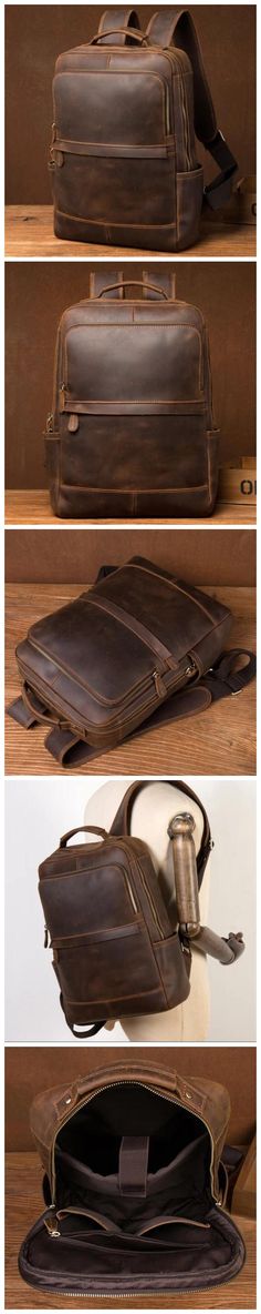 Crazy Horse Leather Backpack Men Laptop Backpack Handmade Travel Backpack MSG7635 Messenger Backpack, Leather Backpack For Men, Laptop Briefcase, Leather Suspenders, Backpack Travel Bag, Crazy Horse, Leather Bags Handmade, Men's Backpack, Laptop Backpack