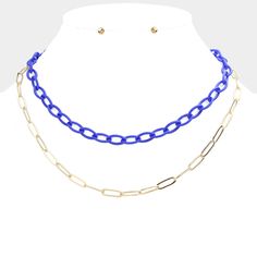 Necklace Size : 16" + 3" L Decor Size : 1.5" L Earring Size : 0.15" L Layered Chain Necklace, Layered Chain, Layered Chains, Necklace Size, Necklace Sizes, Double Layer, Lowest Price, Jewelry Sets, Size 16