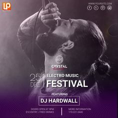 a flyer for an electric music festival with a bearded man singing into a microphone and holding his head in the air