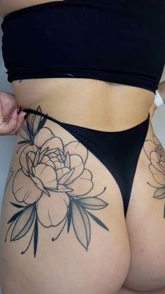 But Cheek Tattoo, Bum Cheek Tattoo Women, Glute Tattoo, Tattoo Under Bum Cheek, Buttcheek Tattoo Women, Art Inspired Tattoos, Bum Tattoo, Hip Tattoos Women, Stomach Tattoos