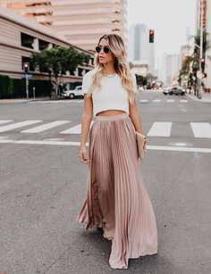 High Waist Long Skirt, Chiffon Maxi Skirt, Long Maxi Skirt, Elastic Waist Skirt, Chiffon Fashion, Pleated Maxi Skirt, Neue Outfits, Long Skirts For Women