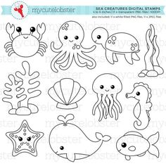 the crafter's workshop sea creatures digital stamps are available for use on crafts