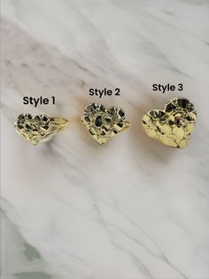 10K Gold 3 Different Size Nugget Heart Ring / 10K Yellow Gold Nugget Heart Ring / Heavue / Gift For Her / Gift / Nugget Ring * Metal : 10k Gold * Condition : Brand New * Finish : Polished * Avg Weight:  Style 1: 1.75g                           Style 2: 2.0g                           Style 3: 2.52g RETURNS & EXCHANGES I gladly accept returns, exchanges, and cancellations Contact me within: 3 days of delivery Ship items back within: 7 days of delivery Request a cancellation within: 24 hours of pur Heart Nugget Ring, Nugget Rings, Gold Nugget Jewelry, Gold Nugget, Happy Birthday Gifts, Ring Metal, Dream Jewelry, 10k Gold, Metal Rings