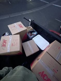 boxes and other items in the back of a truck