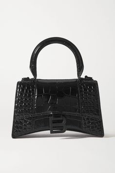 Immaculately sculpted silhouettes are part of Balenciaga's DNA - this tote has a curved shape that references an hourglass. Made in Italy from glossy croc-effect leather, the 'XS' size means it'll fit just your cards, keys and phone. Balenciaga Bag Mini, Balenciaga Hourglass Bag, Balenciaga Purse, Balenciaga Dress, Balenciaga Handbags, Luxury Purses, Balenciaga Bag, Small Tote, Coach Swagger Bag