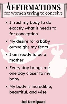 an affirmation poster with the words affirmations for women trying to conceive