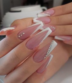 Neutral Nails Acrylic, Gold Acrylic Nails, Unghie Sfumate, Glow Nails, Classy Acrylic Nails, Long Square Acrylic Nails