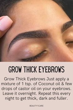 Thick Eyebrows How To Get, Thick Eyebrows Tips, How To Grow Your Brows Thicker, Growing Eyebrows Thicker, How To Get Fuller Eyelashes, How To Make Your Eyebrows Grow Thicker, How To Grow Eyelashes And Eyebrows, Eyebrows And Eyelashes Growth, Dark Thick Eyebrows