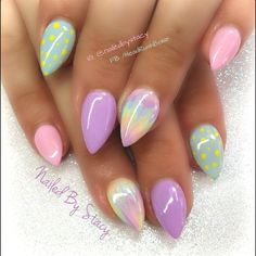 Stiletto Easter Nails, Easter Egg Nails Design, Easter Egg Nails Designs Art, Spring Pastel Nails, Easter Egg Nails, Pastel Easter Nails, Easter Nails Design Spring, Egg Nails, Easter Nail Art Designs