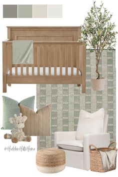 Gender neutral nursery decor ideas with green tones