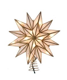 a christmas tree topper with lights in the shape of a star on white background