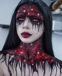 #halloween #makeup Teknik Makeup, Fantasy Make-up, Drag Make-up, White Liquid, Star Clusters