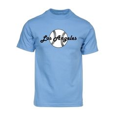 Represent your city with this high quality t-shirt featuring a stylized Los Angeles design. Size: 3XL.  Color: Blue. Streetwear Graphic T-shirt For Baseball Season, Urban Short Sleeve T-shirt For Sports Events, Light Blue Graphic Print T-shirt, Urban Style Short Sleeve T-shirt For Sports Events, Blue Baseball Fan Apparel Tops, Baseball Season Graphic Tee With Logo Print, Blue Fan Apparel Tops For Baseball Season, Blue Collegiate Tops For Baseball Season, Urban Style Graphic T-shirt For Sports Events