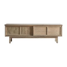 the sideboard is made out of wood and has two doors on one side, with drawers