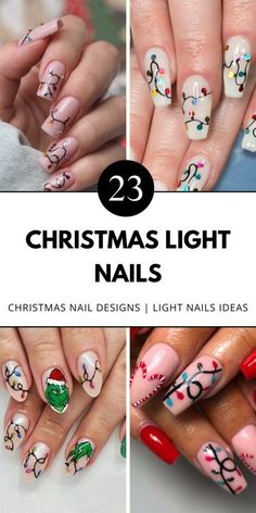 Elevate your holiday look with art designs featuring red and black Christmas lights. Perfect for short nails. Don’t miss out, save now! Christmas Light Nail Art, Simple Christmas Art, Cute Art Designs, Christmas Light Nails, Gold Glitter Nail Polish, Simple Art Designs, Holiday Manicure, Types Of Nail Polish, Red And Gold Nails