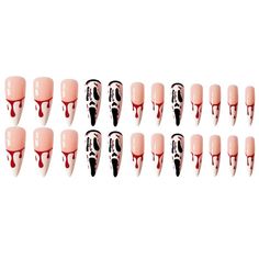 Halloween Method Wearable Nail Art Chips – Tiny Angels Shopping Gift Store Pointy Acrylic Nails, Scream Face, Colored Nail Tips, Ghost Face, Nail Plate, Stick On Nails, Nail Games