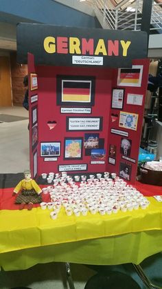 a table with a display on it that has buttons and other things in the background