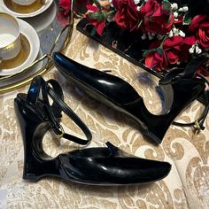 Great Condition Arch Less “Hollow” Wedge Heels. Very Rare! Surprisingly Comfortable Too. Designed By Andre Perugia Size Eu 40 Andre Perugia, Wedges Heels, Louis Vuitton Black, Louis Vuitton Shoes, Wedge Heels, Very Rare, Arch, Wedges, Louis Vuitton