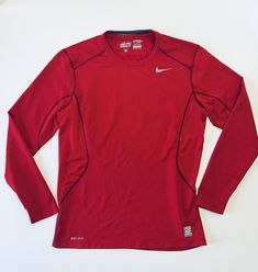 Nike Pro Combat DRIFIT fitted red athletic top long sleeve. Stretch. VGUC. Very good condition No stains rips or tears Smoke free home Combat Shirt, Nike Pro Combat, Men's Long Sleeve T-shirt, Red Long Sleeve, Athletic Top, Red Shirt, Nike Pros, Dri Fit, Long Sleeve Tshirt Men