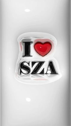 the word i love sza is written in black and white with a red heart