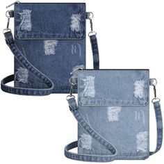 PRICES MAY VARY. Package Includes: you'll get 2 denim purse crossbody bags, in light blue and dark blue, giving you a double choice of daily collocation; They're a nice combination that's easy to match with your outfit and different occasions; They'll take your fashion sense to the next level Appropriate Size: measuring approximately 6 x 8 inches, our jean purse are compact and lightweight; They can hold your essentials from mobile phone and credit cards to keys, lipstick, headphones, tickets, c Cheap Denim Blue Denim Bags, Travel Shoulder Bag In Medium Wash Rectangular Shape, Cheap Denim Blue Bag With Zipper Closure, Denim Crossbody Shoulder Bag For Travel, Denim Blue Travel Bag With Cell Phone Pocket, Cheap Blue Denim Shoulder Bag, Blue Phone Bag With Pockets For Everyday, Denim Blue Crossbody Shoulder Bag For Travel, Blue Casual Everyday Phone Bag