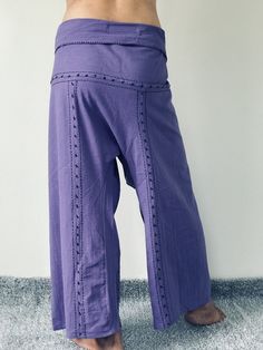 "Unisex Thai fisherman pants. One size fits all. You can wear in many occasions, casual wear, yoga wear, maternity wear, relax at home, travel etc. If you are looking for some pants that you can wear everywhere, comfortable, relax and Easy to wear. Thai fisherman pants is Answer!! Nice gift for yourself or your lover One pocket on the side for storing your items such as wallets, mobile phones, etc Approx. Measurements: One size can fits most and 1 Pockets Measurement Waist 27\" (69 cms) Length 4 Comfortable Wide Leg Harem Yoga Pants, Comfortable Wide Leg Harem Pants For Yoga, Comfortable Wide-leg Yoga Pants, Solid Color Cotton Yoga Pants For Summer, Ankle-length Yoga Pants With Pockets, Cotton Wide Leg Yoga Pants With Relaxed Fit, Comfortable Cotton Wide-leg Yoga Pants, Cotton Yoga Pants For Meditation, Cotton Yoga Pants For Summer