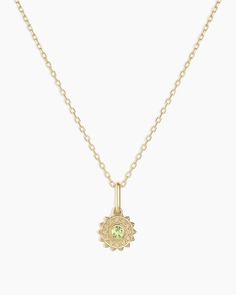 Whether you choose your birthstone, a loved ones, or your favorite color, the Sun Birthstone Charm Necklace is a meaningful addition to your daily layer. Crafted with genuine gemstones and 14k solid gold, this necklace is timeless and easy to wear. A great gift for yourself or someone special. Sun Birthstone Charm Necklace in 14k Solid Gold, Women's by gorjana Earrings Stacking, Birthstone Charm Necklace, Solid Gold Charms, Solid Gold Necklace, 14k Gold Necklace, Peridot Gemstone, Mix Style, Gold Necklaces, Birthstone Charms