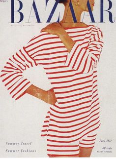 Harpers Bazaar Covers, Bazaar Magazine, Sailor Stripes, Nautical Stripes, Moda Vintage, Vintage Magazine, Harper's Bazaar, Harpers Bazaar