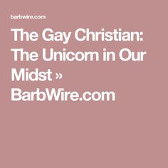 the gay christian the unicorn in our midst and barbwire com logo on pink background