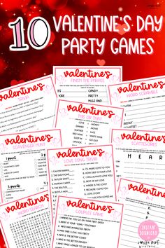 valentine's day party games for kids with the text 10 valentine's day games