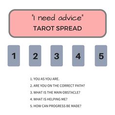 the words i need advice about tarot spread are written in black and white on a light pink background