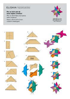 the instructions for how to make an origami bird with different shapes and sizes