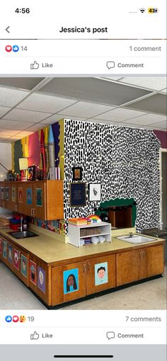 an image of a school room with pictures on the wall