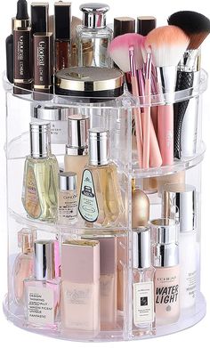 PRICES MAY VARY. Acrylic ✅360 Rotating Makeup Organizer - The lazy Susan-style bottom of the organizer allows for smooth 360-degree rotation, making it effortless to access your makeup and beauty items quickly. ﻿ ✅6 Layers Of Adjustable Trays - Allow you to adjust tray height according to the height of your products; fit all different types of cosmetics and accessories ✅Large Capacity - Perfectly organizes and stores your cosmetics; enables easy access to all of your makeup and products. Hold at Strobing Makeup, Makeup Organizer Countertop, Rotating Makeup Organizer, Make Up Storage, Makeup Organization Diy, Perfume Organization, Acrylic Organizer Makeup, Makeup Storage Box, Beauty Organization