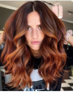 Burnt Orange Hair Color, Orange Hair Color Ideas, Deep Auburn Hair, Copper Balayage Brunette, Orange Hair Color, Color Trends 2024