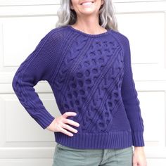 Brand New With Tag, Originally $98. From Spring 2020's "Re-Imagined" Line From J. Crew. 63/37 Cotton/Polyamide. Purpley Blue Color. Tagged As L, Measures 21" Ptp, And It's 24.5" Long. (J11) Blue Winter Pointelle Knit Cardigan, Blue Pointelle Knit Long Sleeve Cardigan, Blue Pointelle Knit Crew Neck Sweater, Relaxed Fit Pointelle Knit Long Sleeve Sweater, Relaxed Fit Long Sleeve Pointelle Knit Sweater, Pointelle Knit Long Sleeve Sweater With Relaxed Fit, Long Sleeve Pointelle Knit Sweater With Relaxed Fit, Purple Knit Sweater For Fall, Purple Textured Knit Sweater For Fall