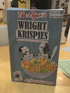 the front cover of a cereal box on a table