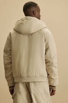 Available In Off White. Hooded Front Zipper Closure Self: 100% Cotton Lining/Padding: 100% Polyester Pair With "Alexander Utility Shorts" Pair With "Alexander Utility Overalls" Pair With " Alexander Double Knee Utility Pants" Front Pockets Imported | Mens Alexander Utility Canvas Hooded Jacket in Off White size Small by Fashion Nova Beige Puffer Jacket With Double-lined Hood And Long Sleeves, Beige Puffer Jacket With Double-lined Hood, Hooded Cotton Puffer Jacket For Cold Weather, Beige Long Sleeve Puffer Jacket With Double-lined Hood, Hooded Khaki Cotton Outerwear, Relaxed Fit Cotton Hooded Windbreaker, Casual Khaki Hooded Jacket With Fleece Lining, Khaki Cotton Hooded Outerwear, Relaxed Cotton Hooded Windbreaker