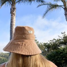 "A wide brim corduroy sun hat for beach days and summer fun. This sun hat for women has a nice wide brim to protect your whole face and even your neck and chest. Easy to bring along in your bag, folds up easy. This hat is made from a tan cotton corduroy fabric. Inside liner is white cotton. I used interfacing inside the brim to keep it's shape. Brim measures 4.5\" Crown depth is 3.5\". Contact me for custom fit option. SIZES AVAILABLE S - measures 22.5\" (fits heads with circumference of 21\" to Brown Bucket Hat For Beach Season, Brown Cotton Sun Hat For Beach, Brown Cotton Beach Hat, Casual Brown Bucket Hat For Warm Weather, Summer Bucket Hat For Everyday Wear, Everyday Summer Bucket Hat, Beachy Bucket Hat With Curved Brim For Outdoor, Adjustable Corduroy Bucket Hat, Corduroy Hat With Curved Brim For Spring