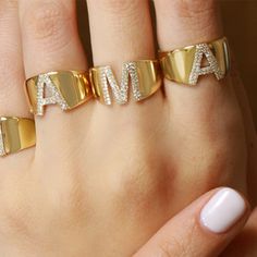 Enjoy endless possibilities of personalization with the alphabet rings, available in all 26 letters so that each Nogama woman can wear her own initial. Perfect for: every day, lunch with the girls, any occasion. ~ 0.16 carats depending on the letter 14K yellow gold Beautiful Wedding Jewelry, G Initial, Gold Initial Ring, Big Letter, Ladies Rings, Letter Ring, 26 Letters, Letter G, Initial Ring