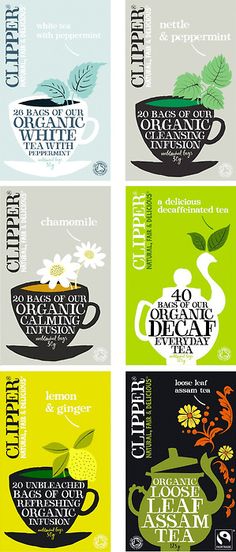 four tea bags with different types of green tea